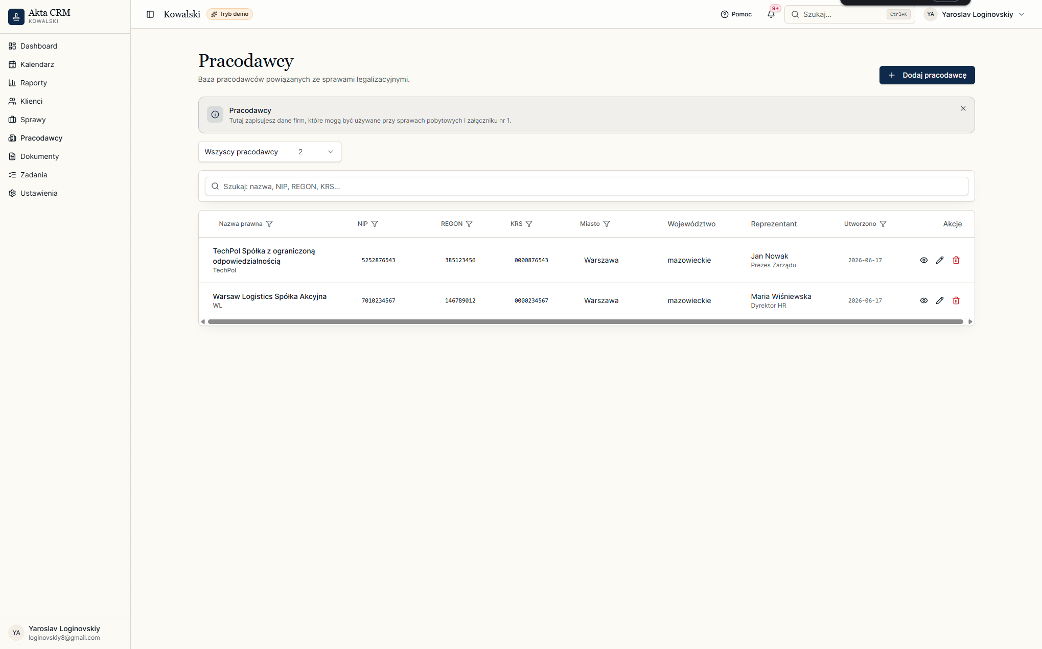 Lista pracodawców